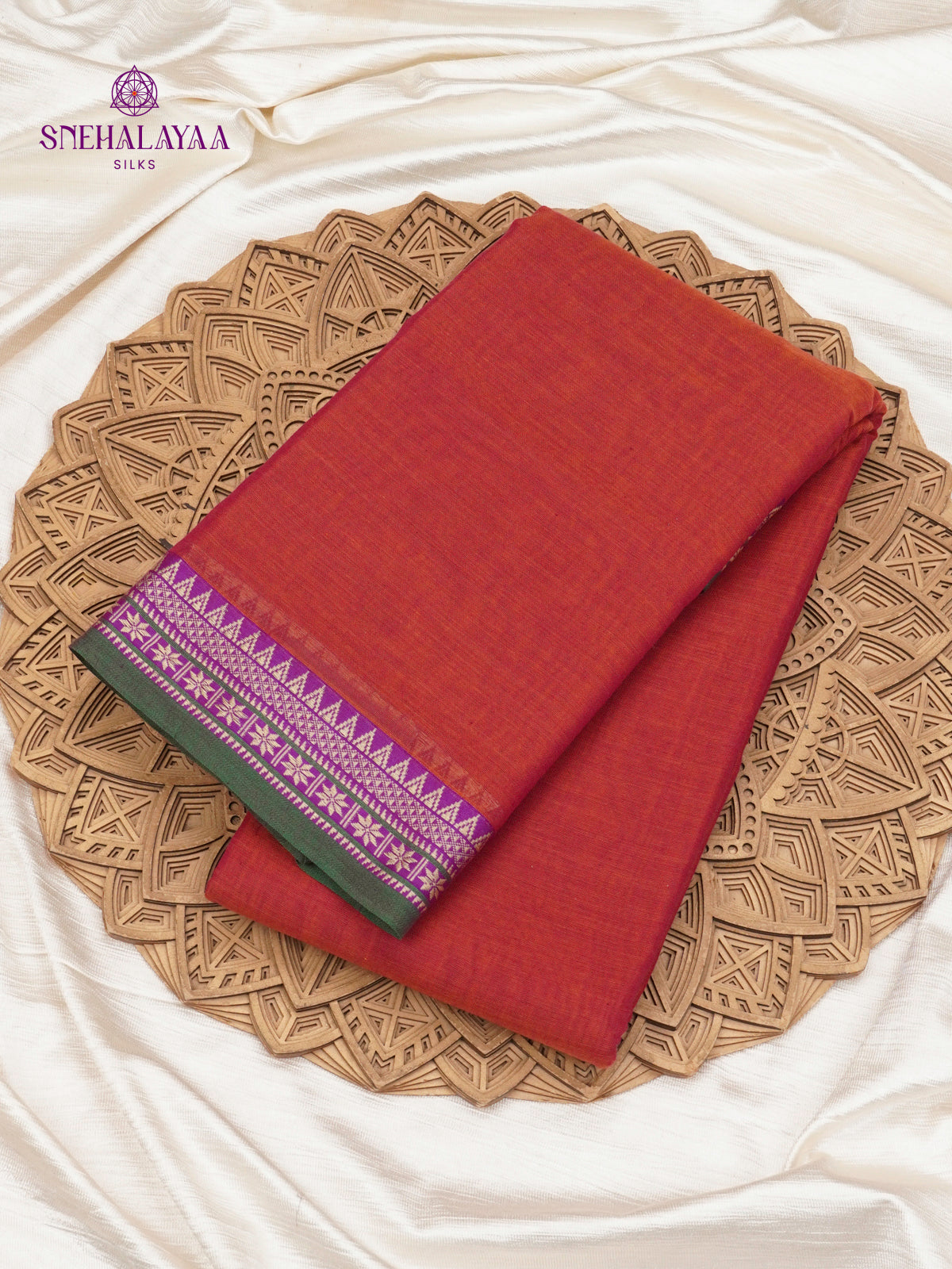 Rust Orange Narayanpet Cotton Saree