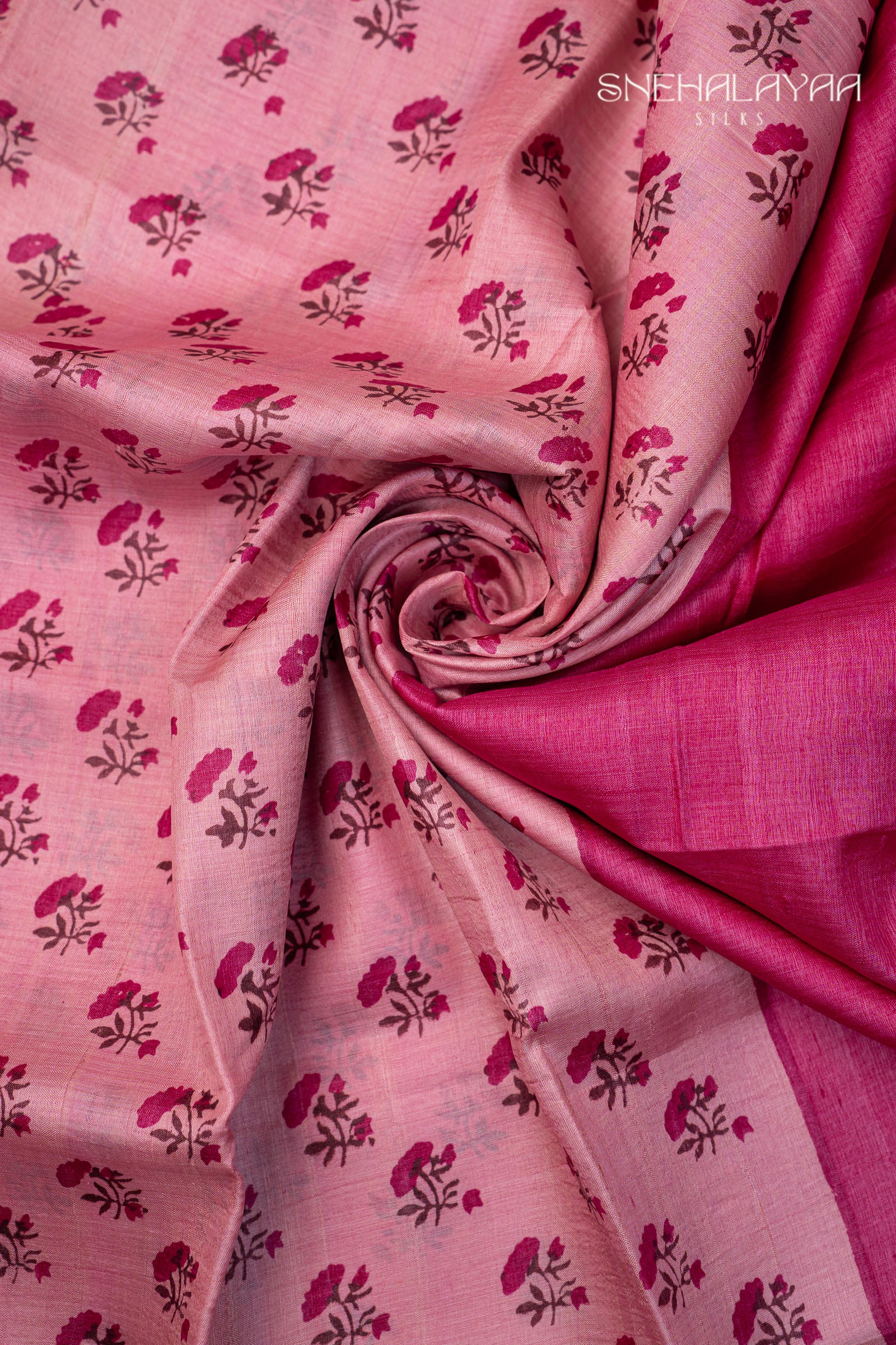 Flamingo Pink Tussar Saree