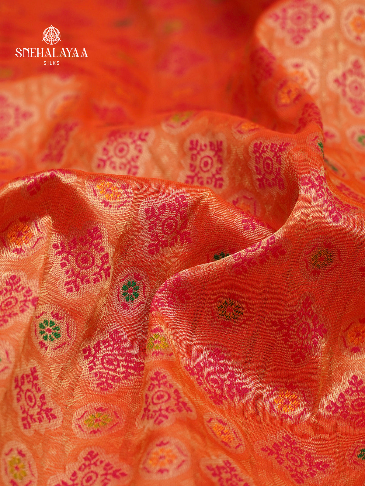 Orange Tissue Paithani Saree