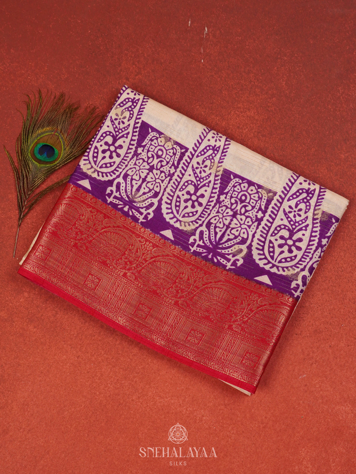 Cream Dola Silk Saree