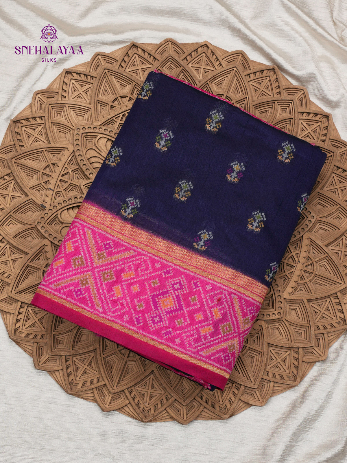 Navy Blue Ikat Saree