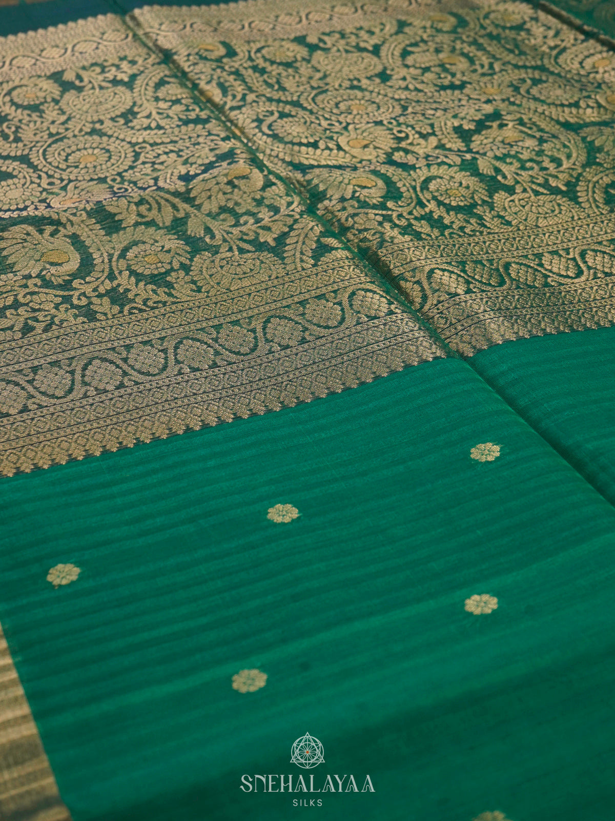 Emerald Green Kora Silk Cotton Saree