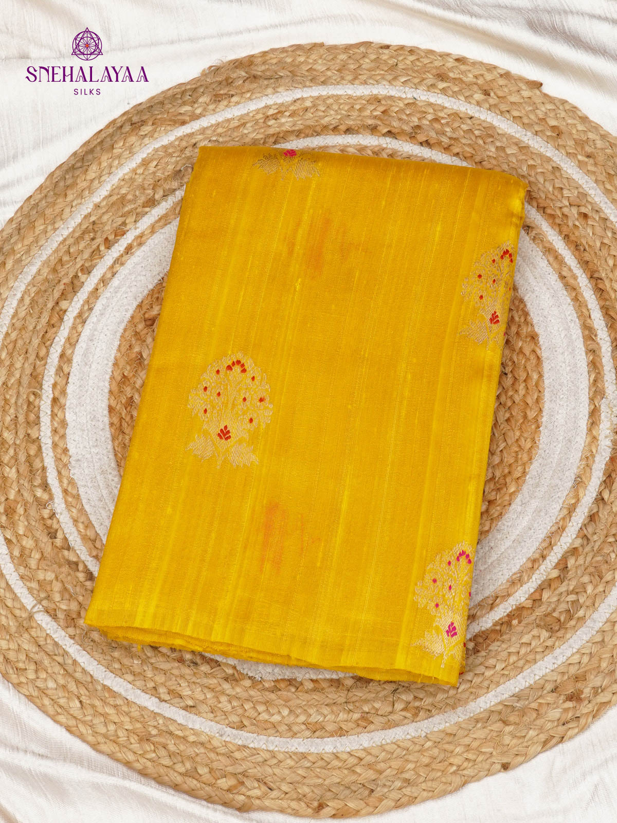 Yellow Banaras Raw Silk Saree