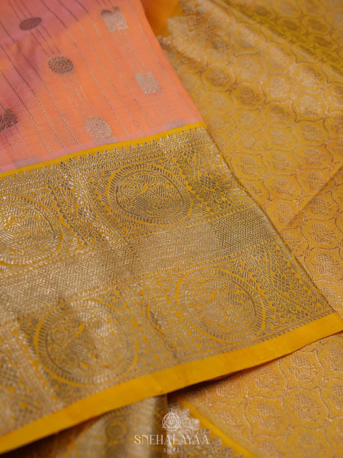 Peach Venkatagiri Silk Saree