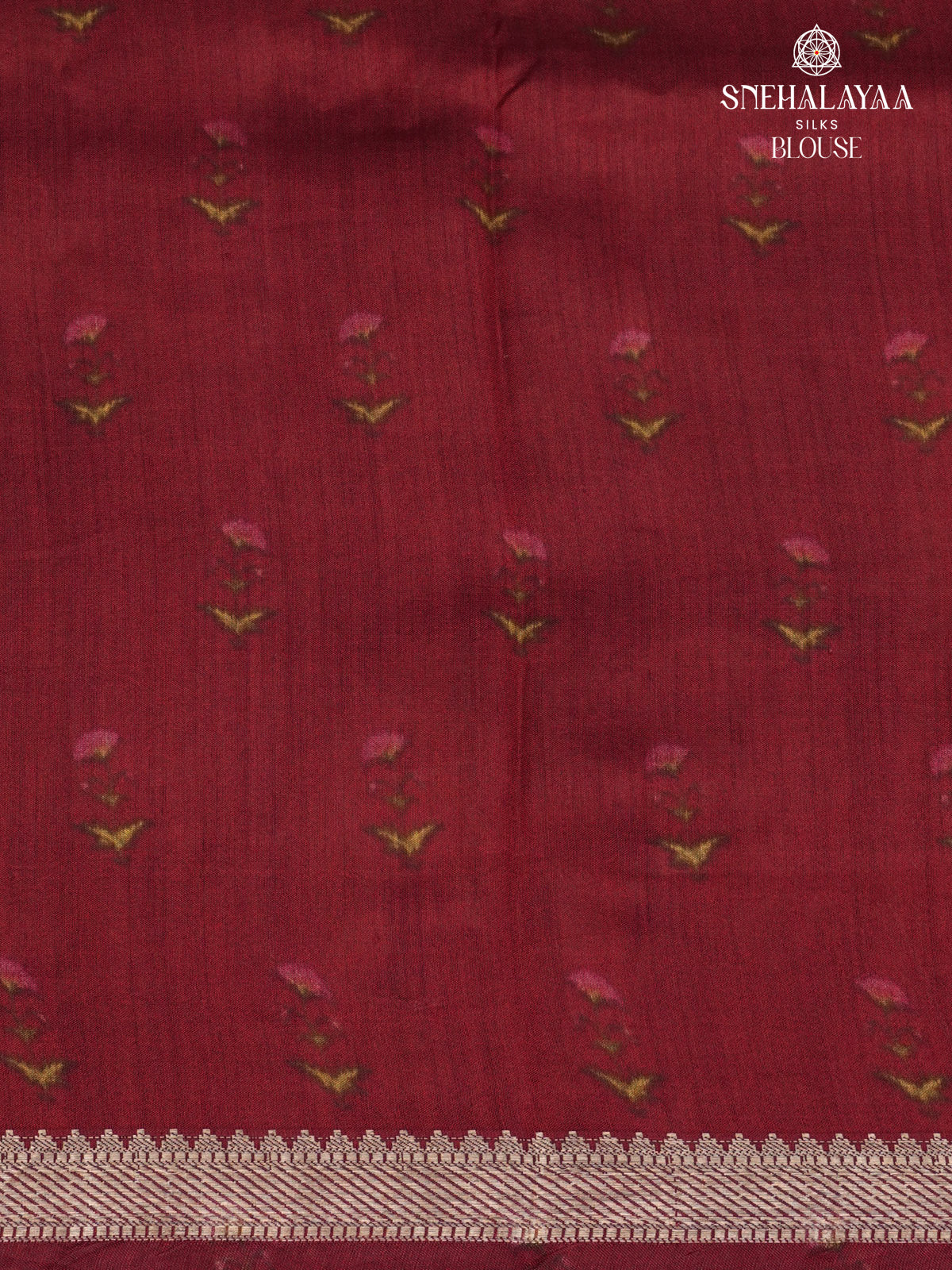 Maroon Chiniya Silk Saree