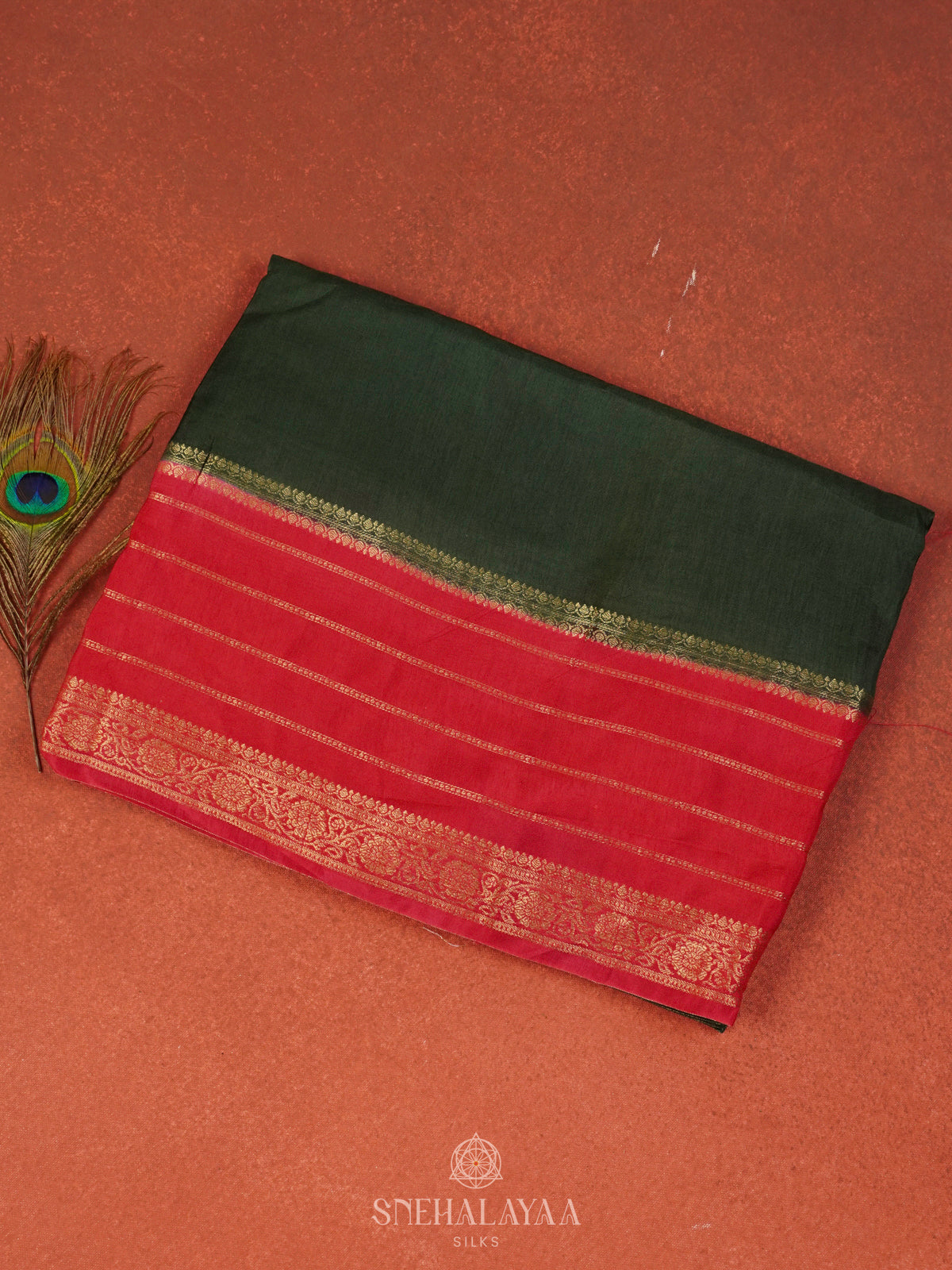 Forest Green Banaras Silk Saree