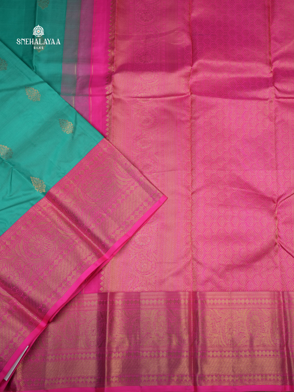 Teal Blue Kanjivaram Silk Saree