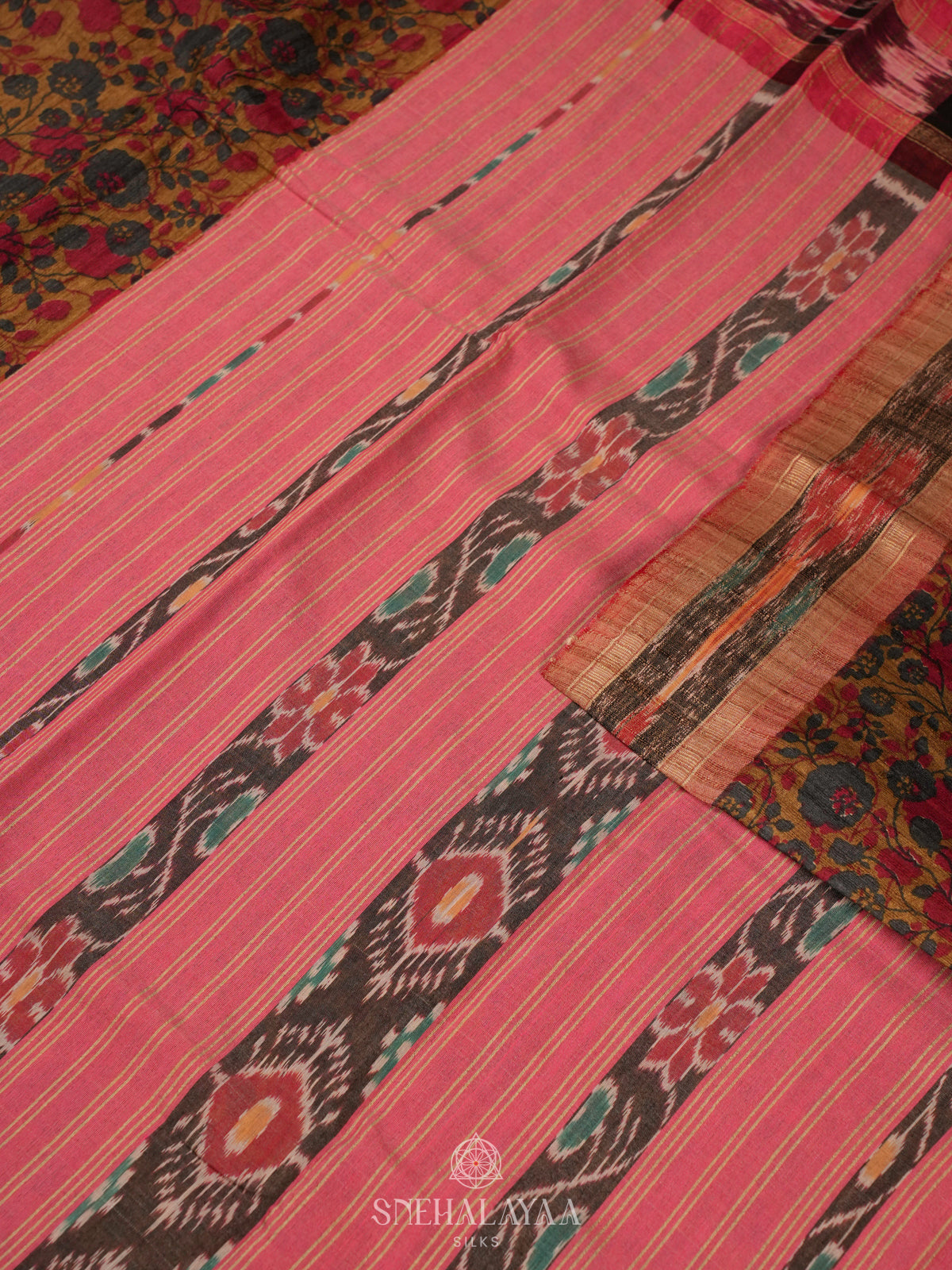 Mustard Yellow Munga Tussar Saree