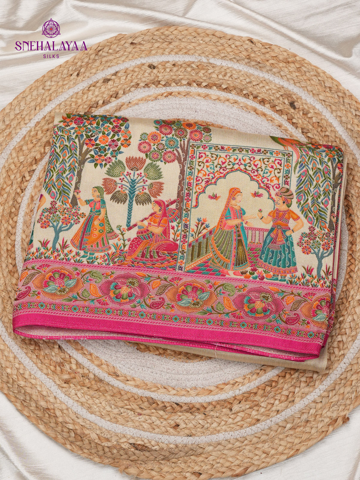 Cream Banaras Silk Saree