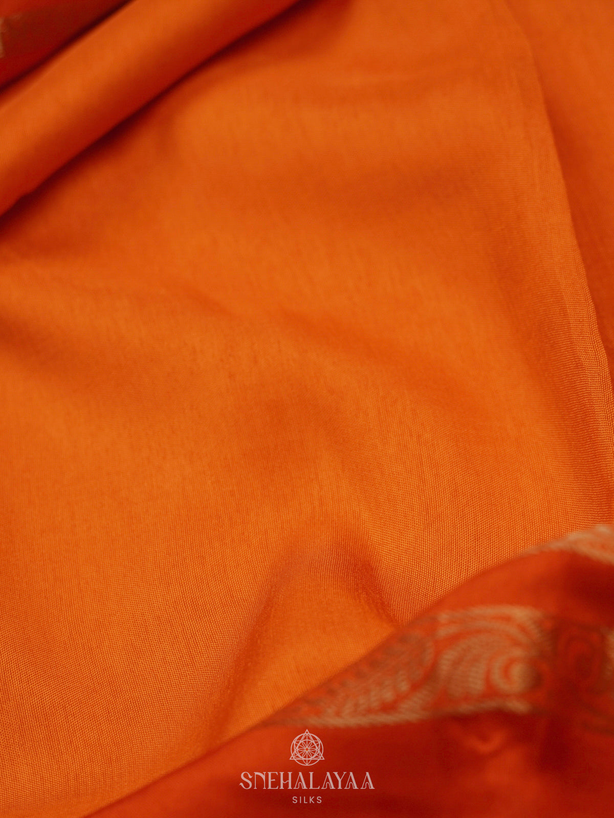 Rust Orange Banaras Silk Saree