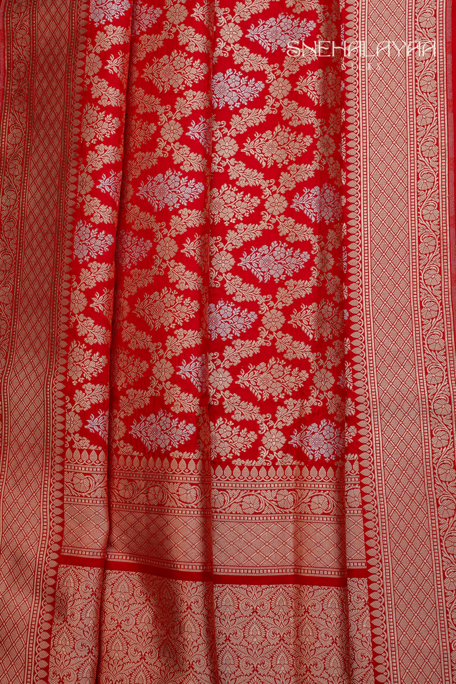 Rose Red Banaras Silk Saree