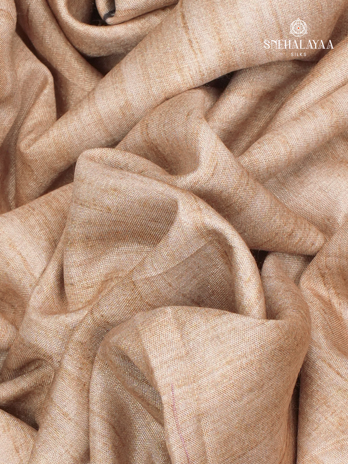 Beige Floral Printed Tussar Saree