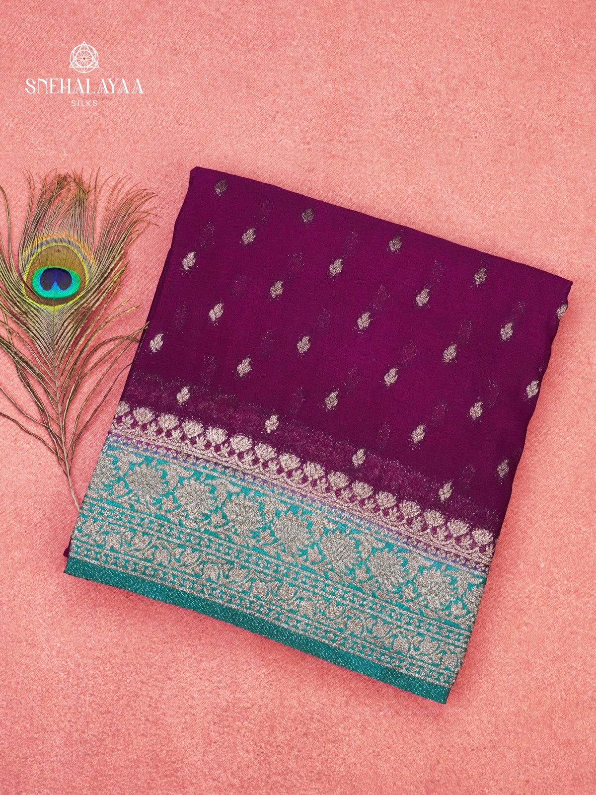 Magenta Banaras Crepe Silk Saree