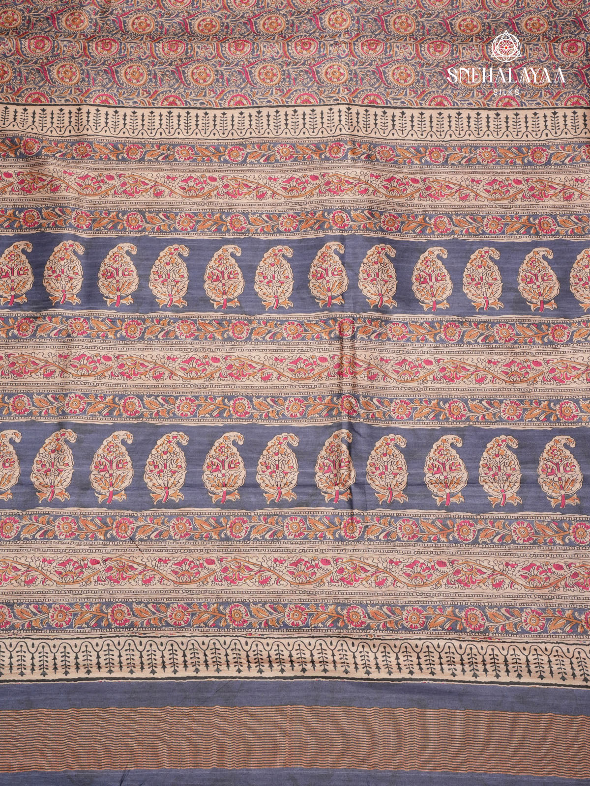 Teal Blue Tussar Saree