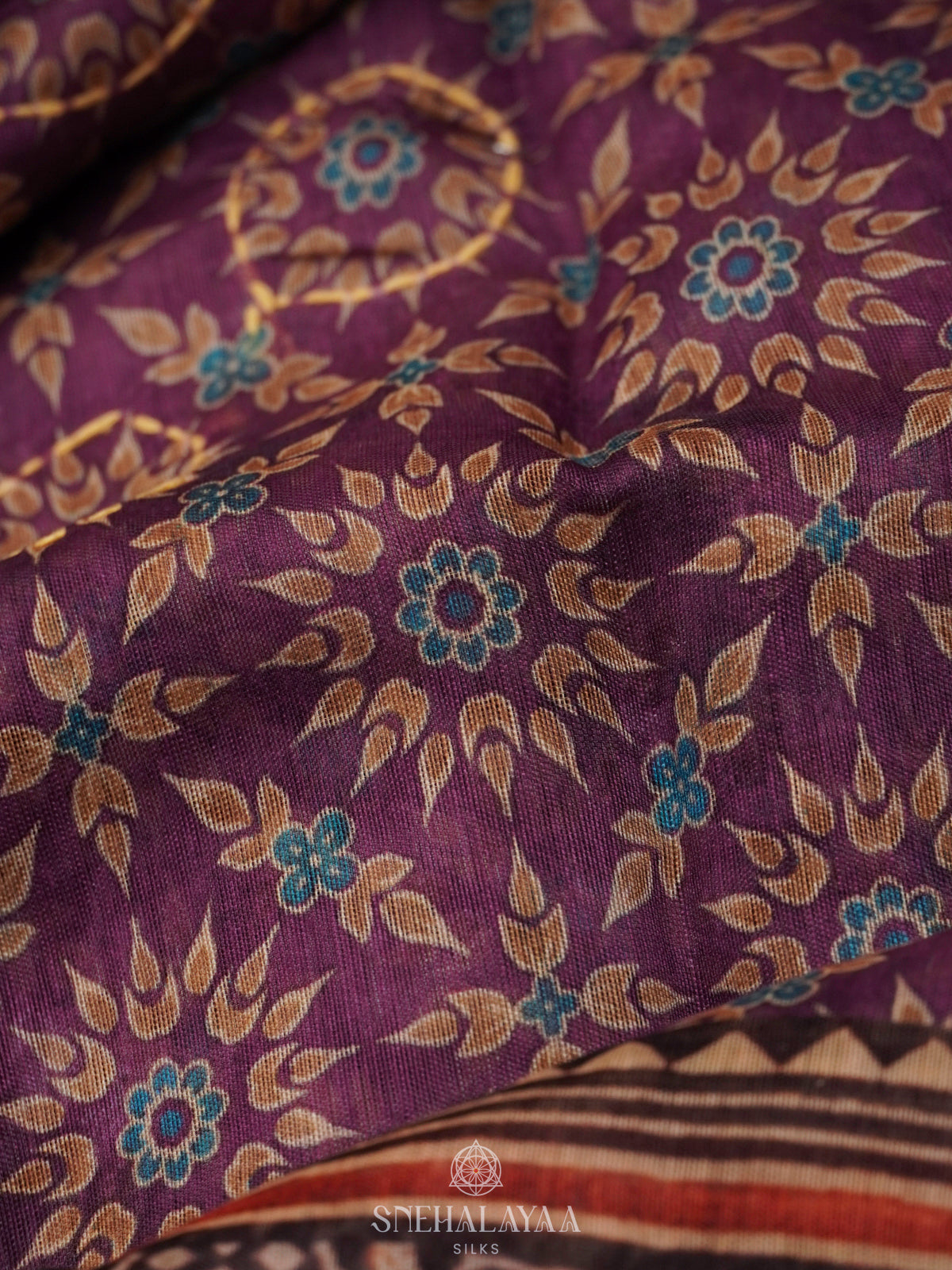 Purple Embroidered Chanderi Saree