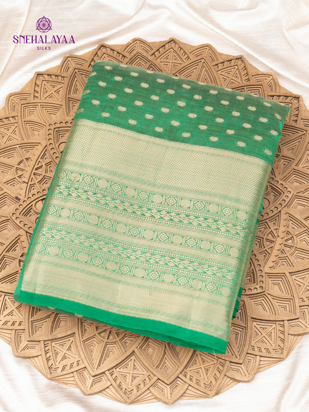 Emerald Green Raw Silk Saree