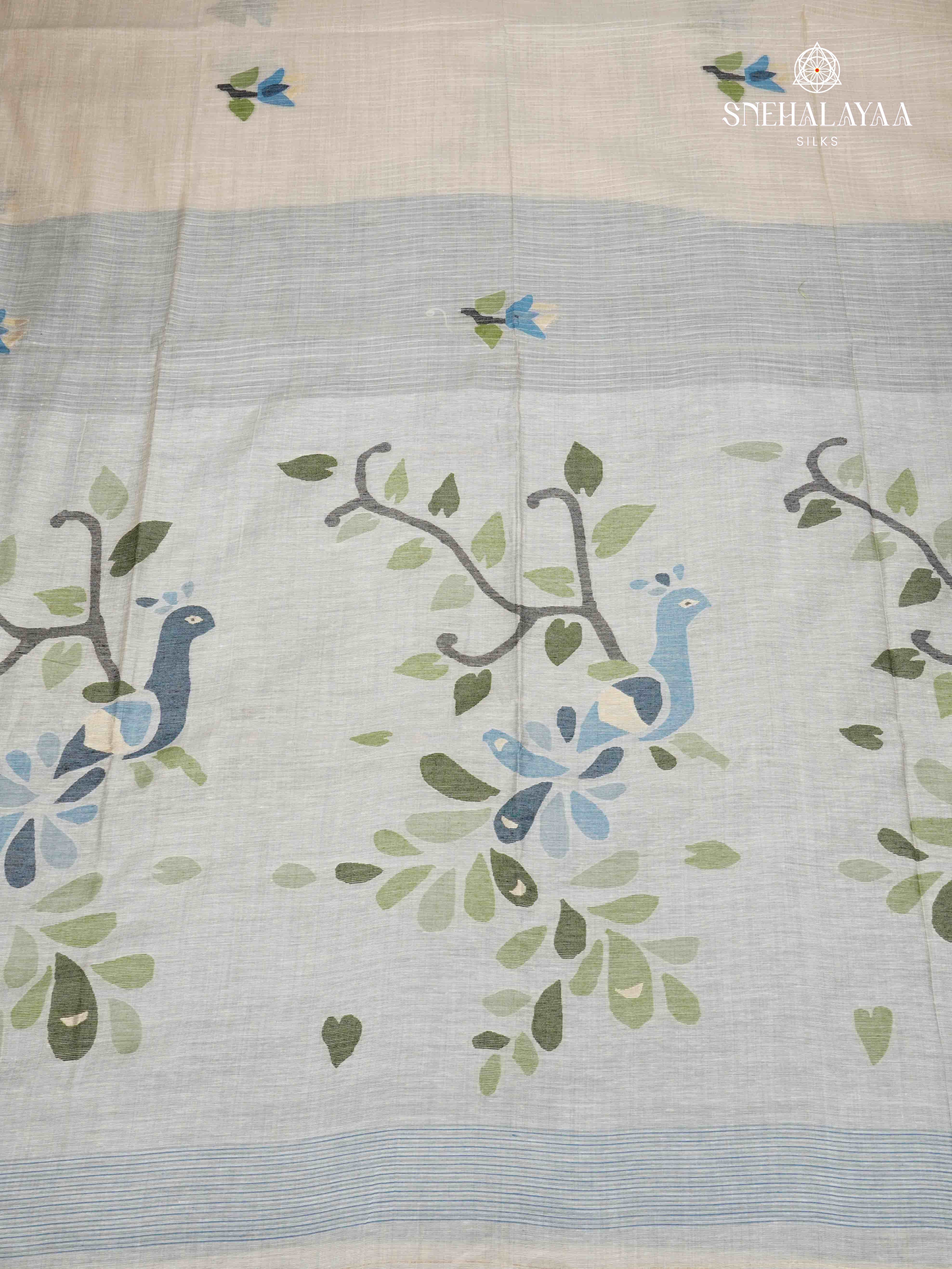 White Munga Cotton Saree