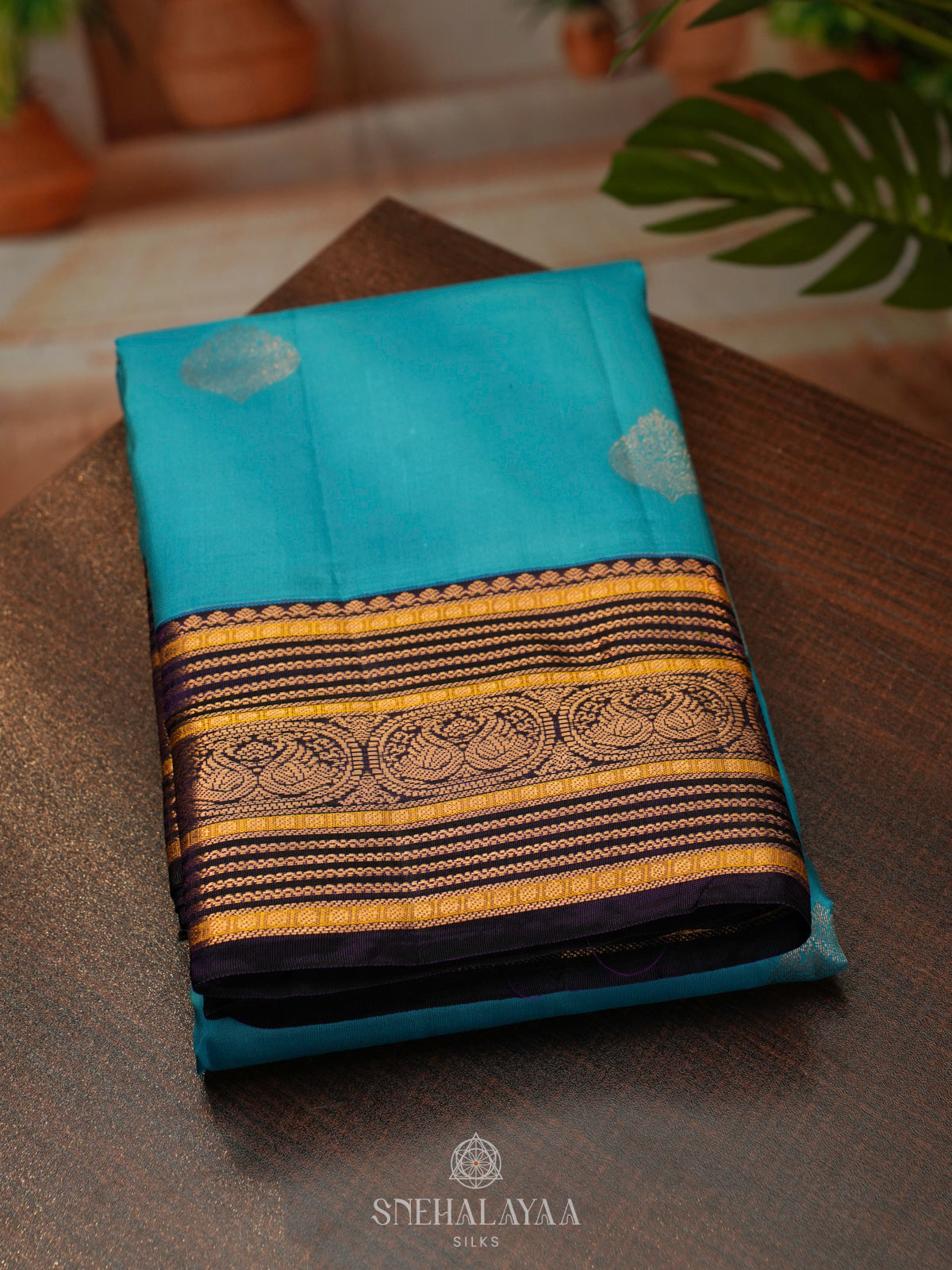 Sky Blue Kanjivaram Silk Saree