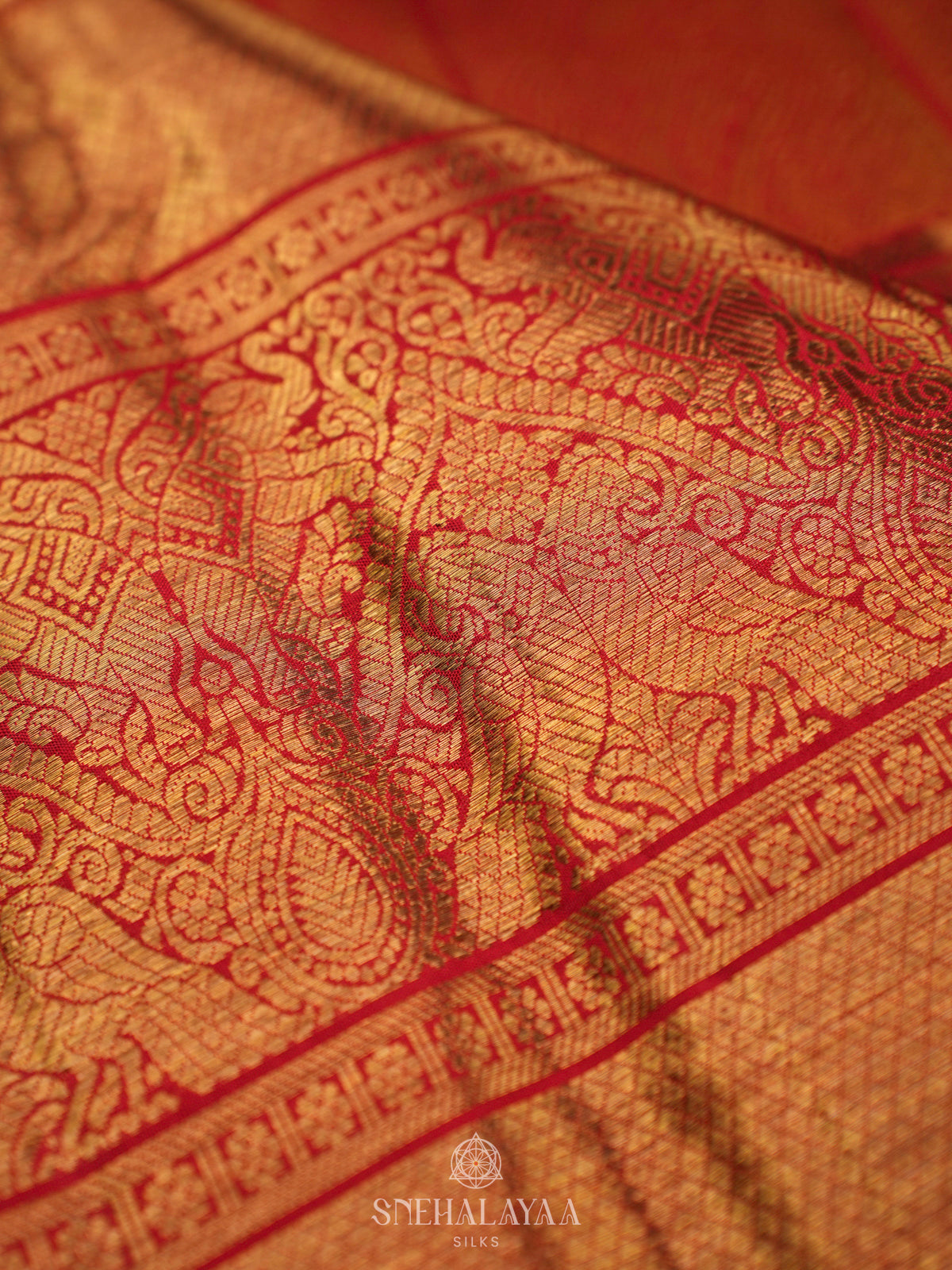 Rust Orange Kanjivaram Silk Saree