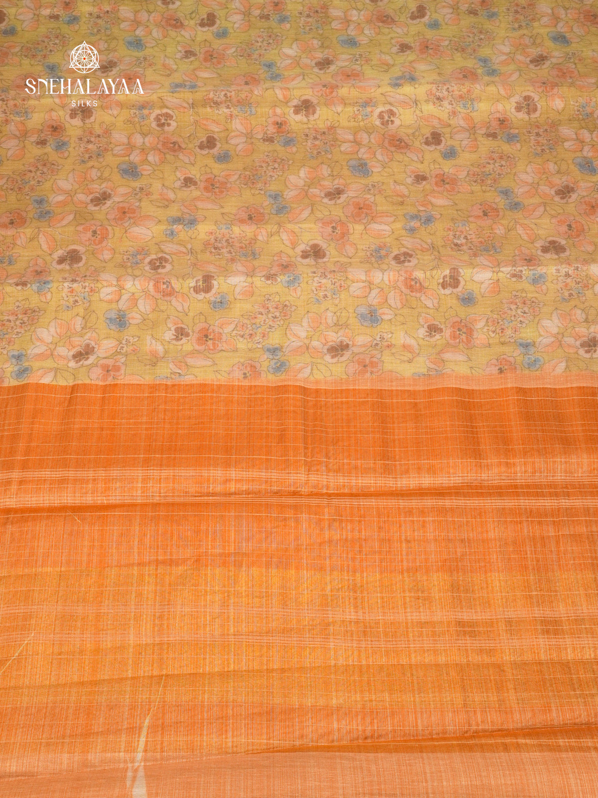 Pale Yellow Linen Tissue Saree