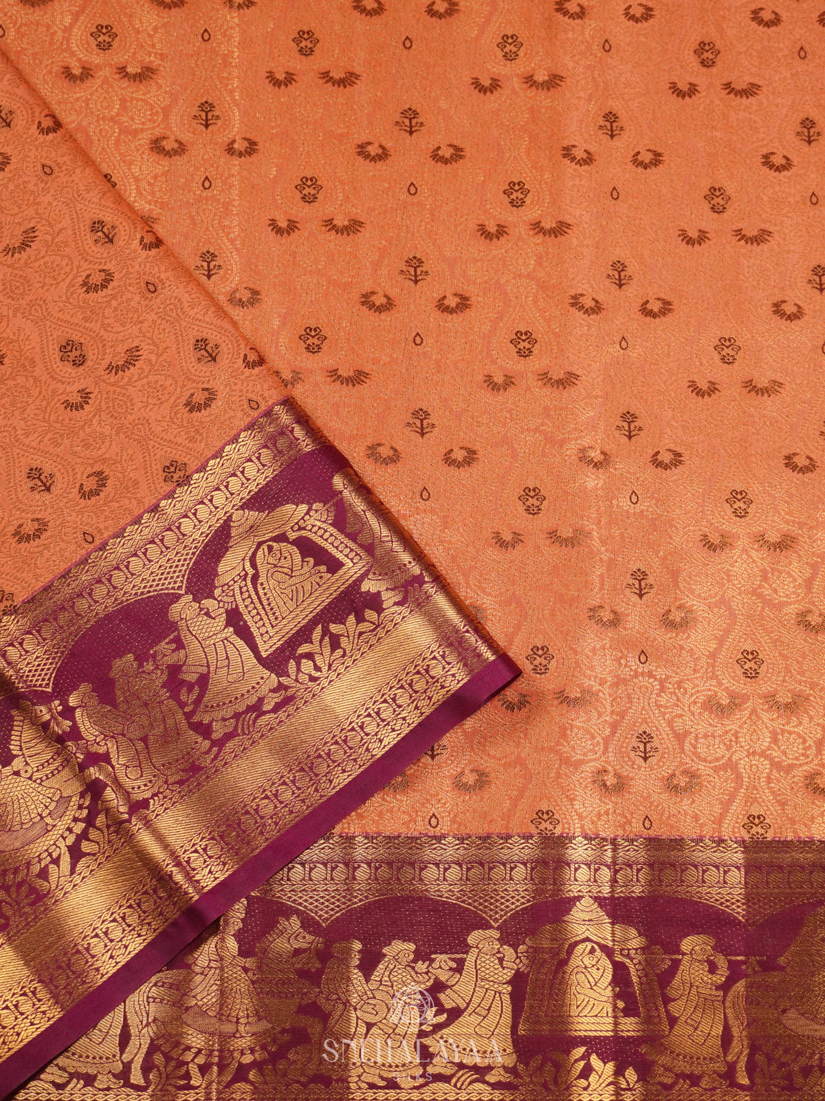 Peach Art Silk Saree