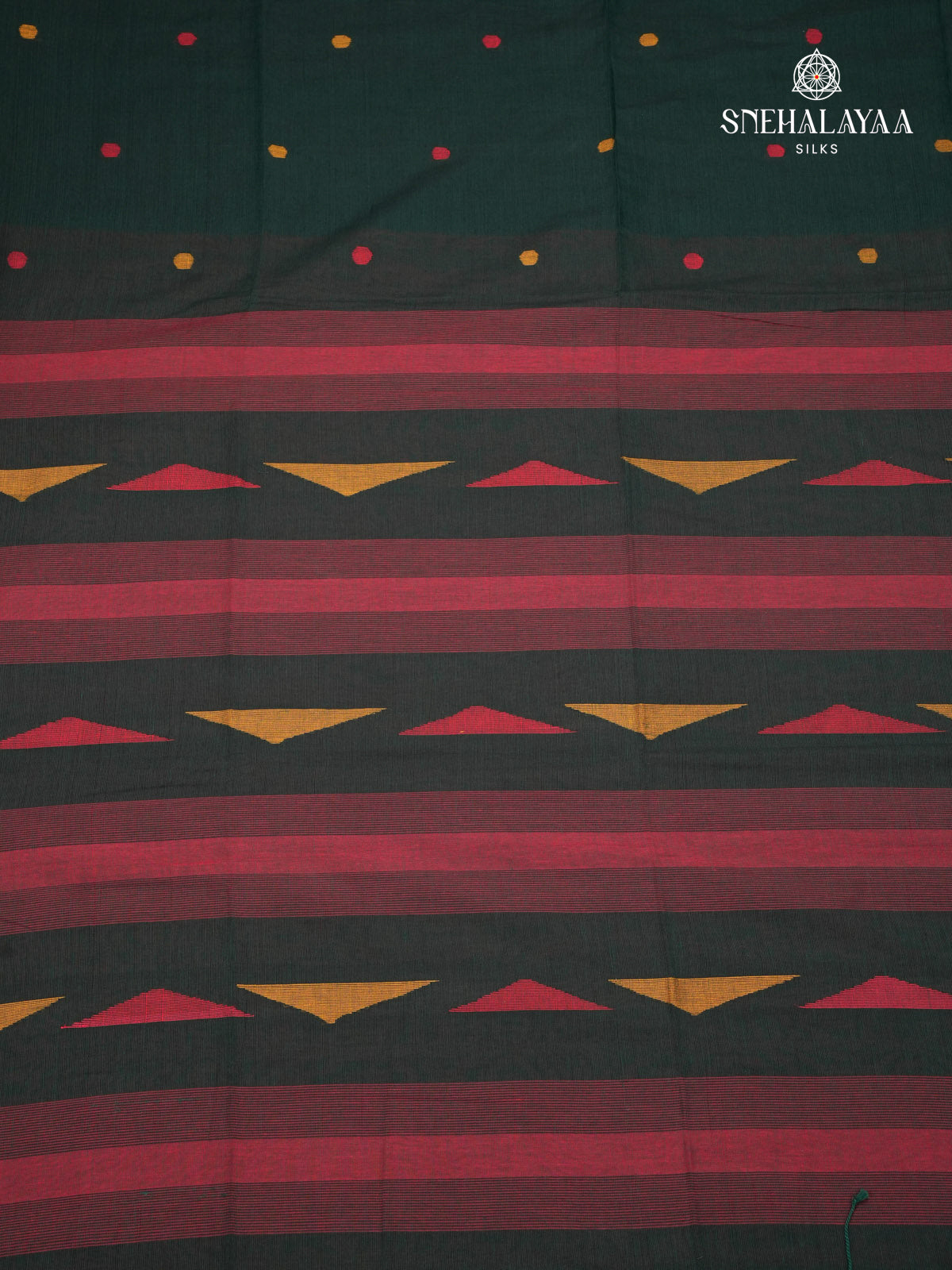 Bottle Green Khadi Cotton Saree