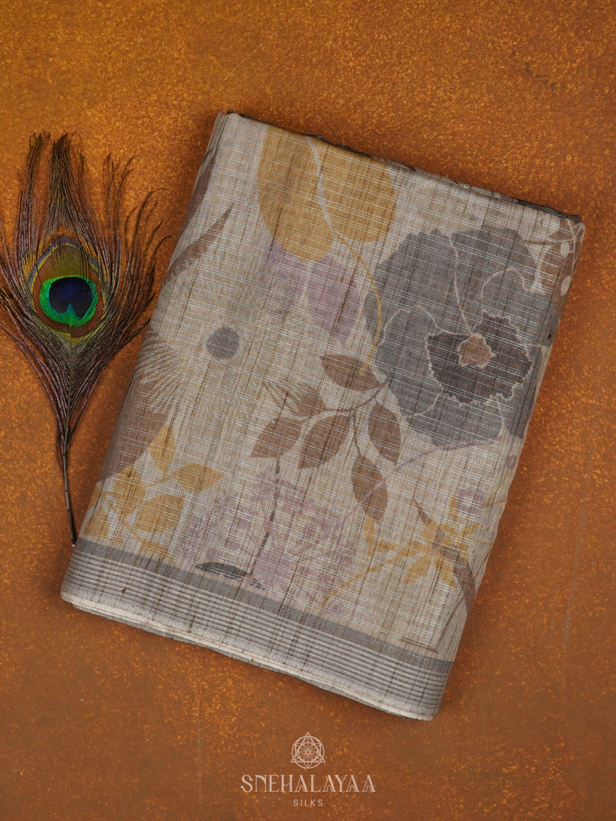 Beige Linen Tissue Saree