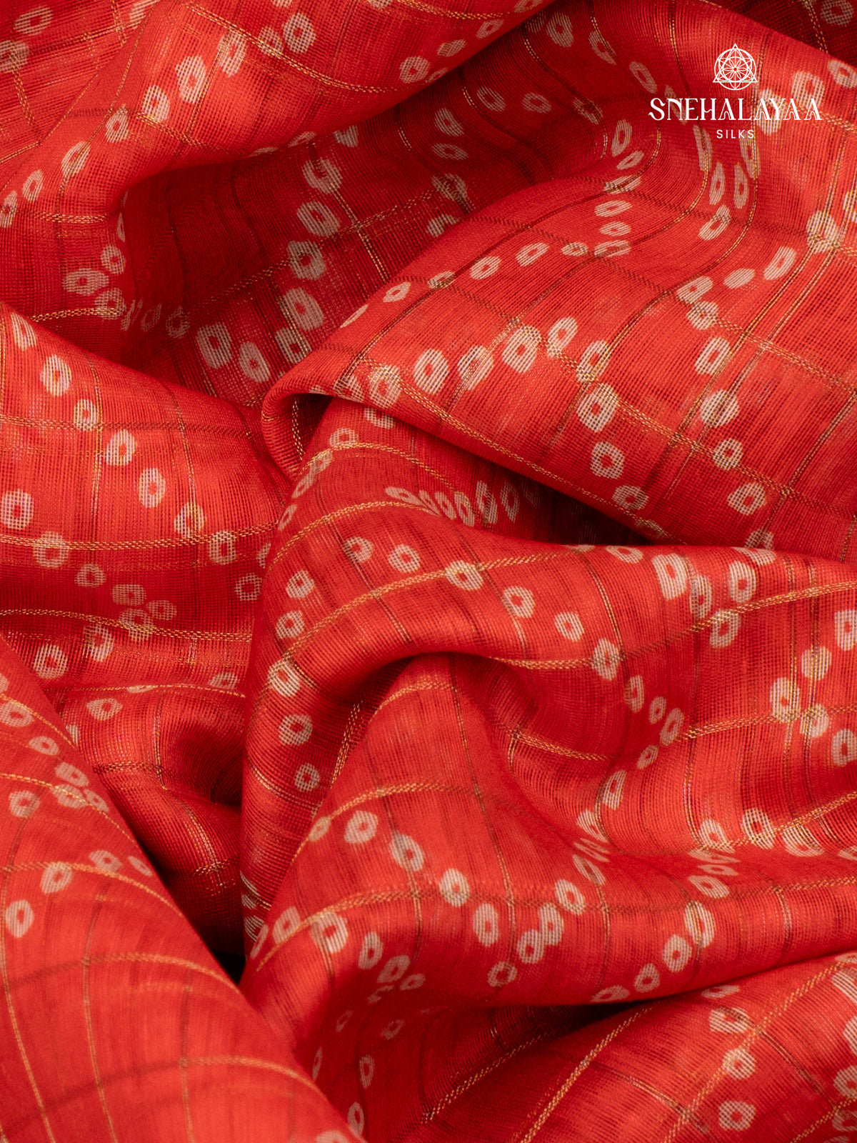 Orange Madhubani Saree