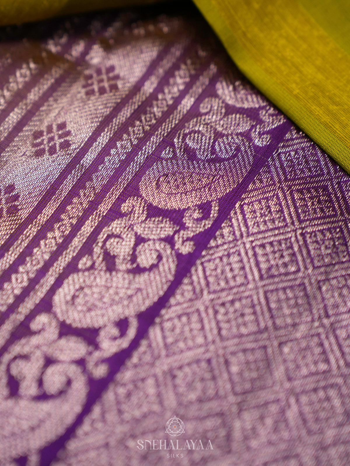 Lime Green Kanchi Linen Silk Saree