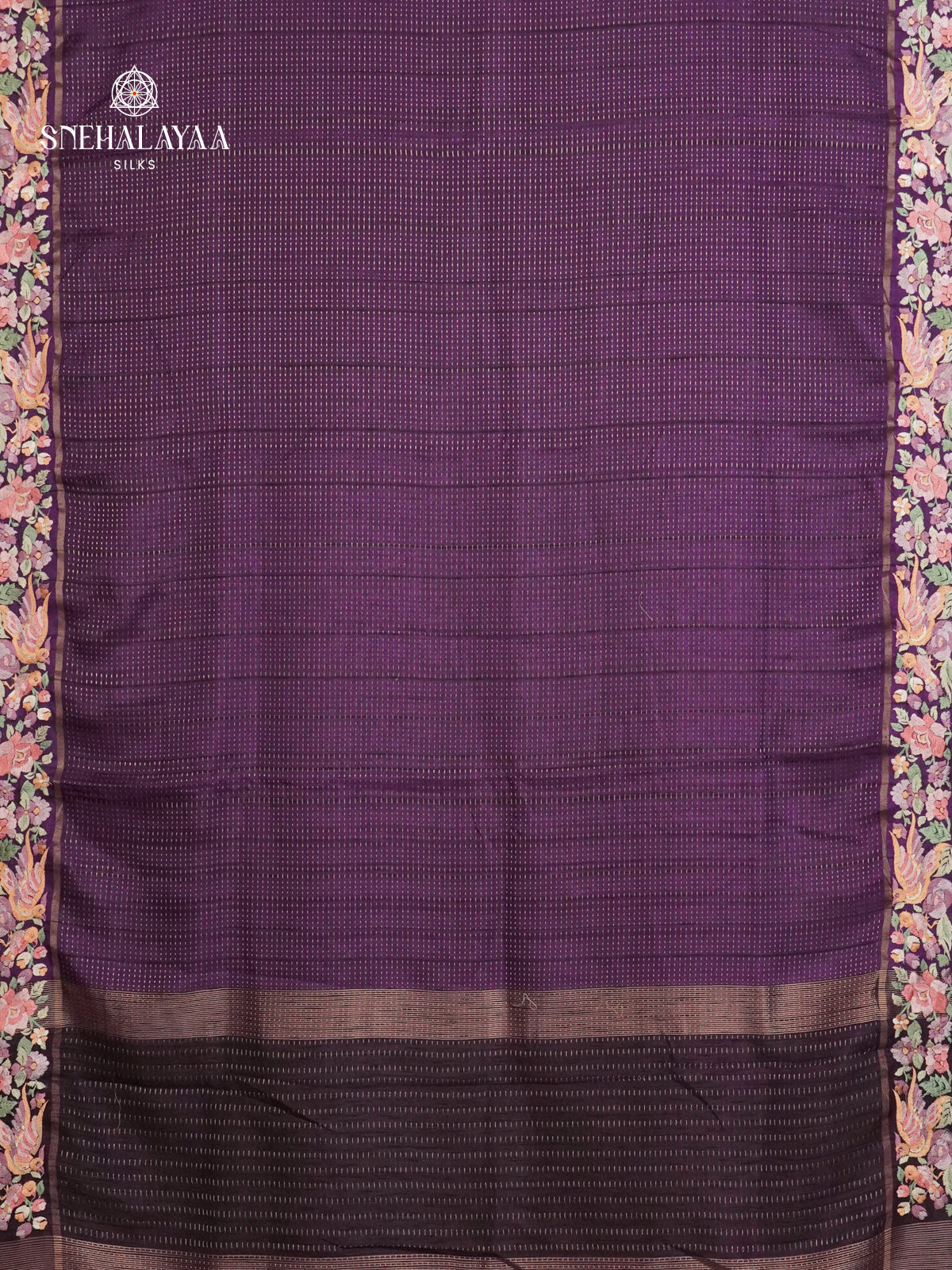 Navy Blue Munga Tussar Embroidery Saree