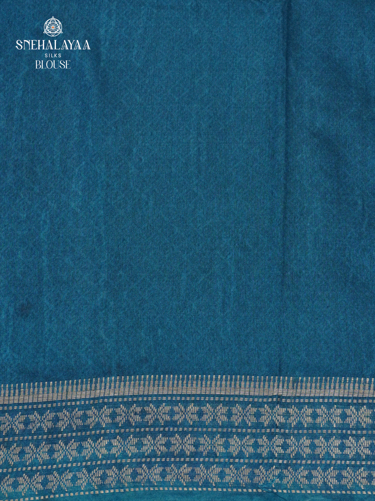 Light Grey Kalamkari Saree with Teal Blue Woven Border