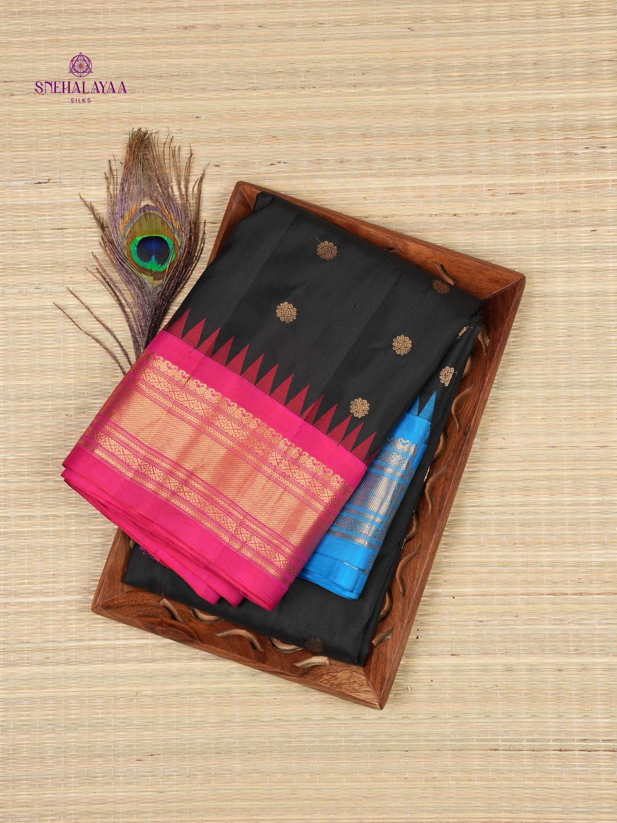 Black Gadwal Silk Saree