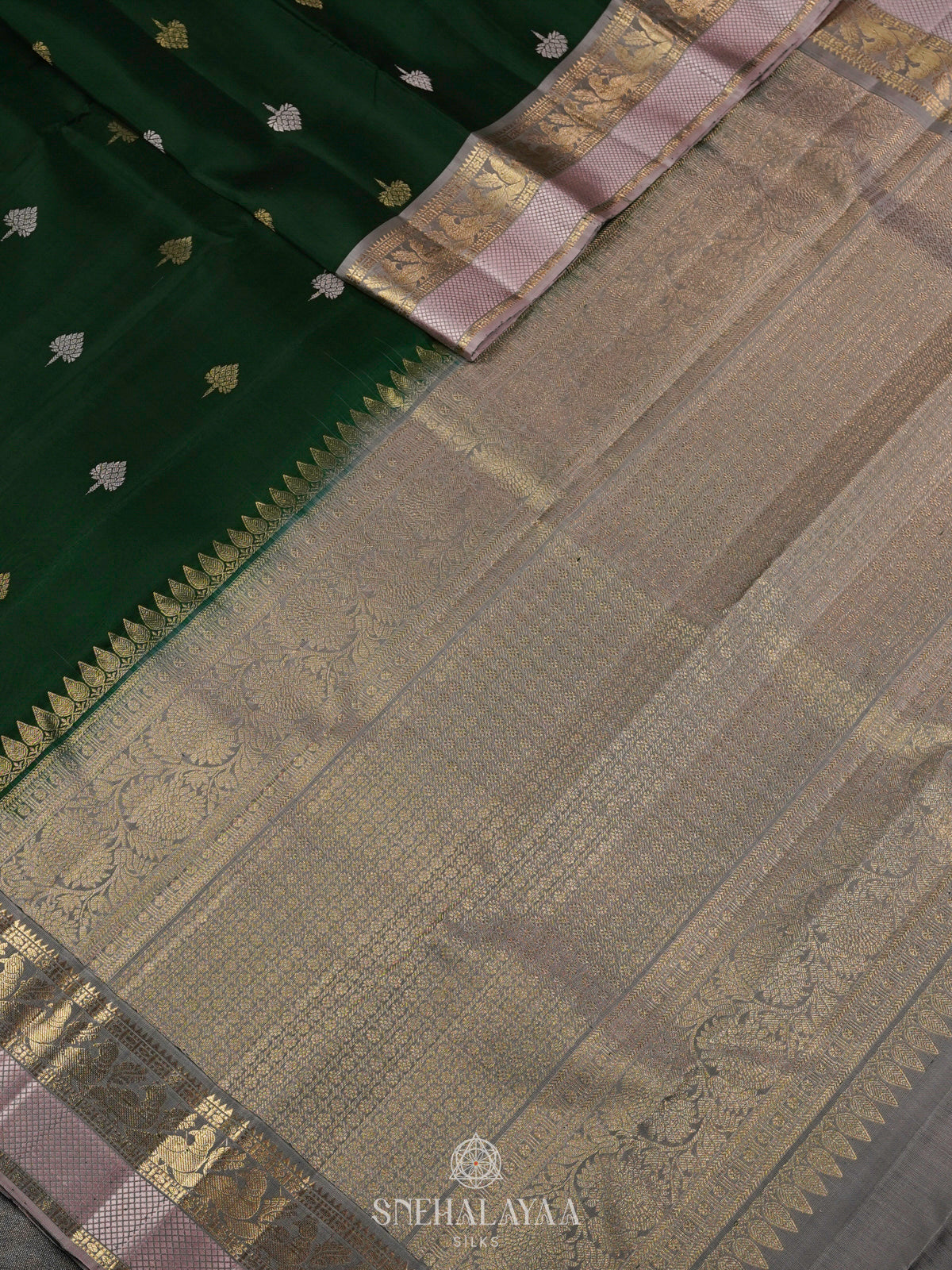 Forest Green Kanjivaram Silk Saree