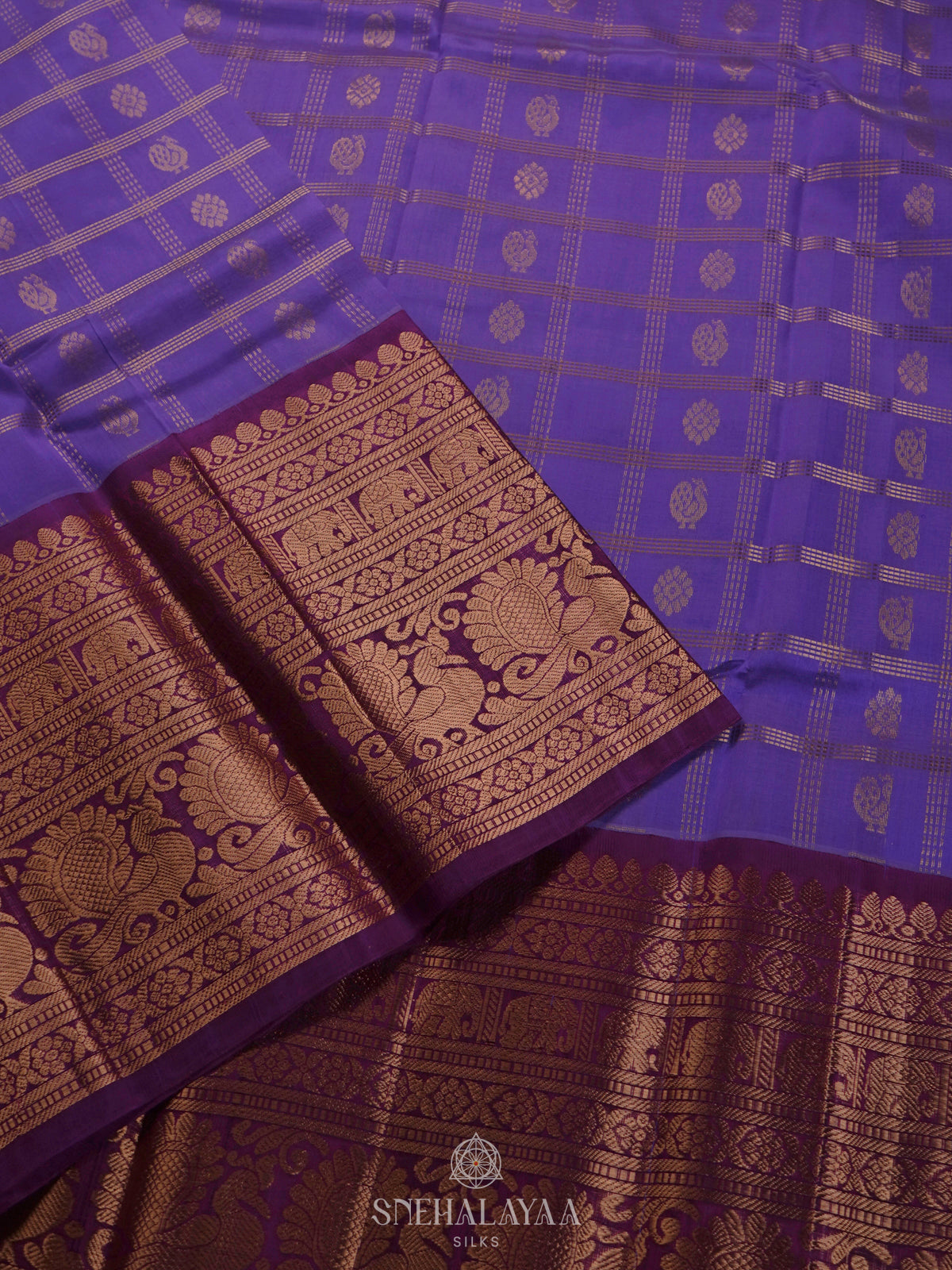 Purple Kuppadam Silk Cotton Saree with Rich Zari Pallu