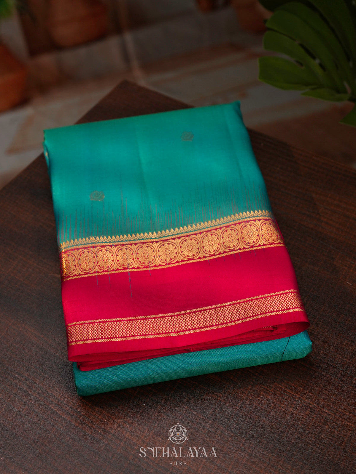 Peacock Blue Kanjivaram Silk Saree