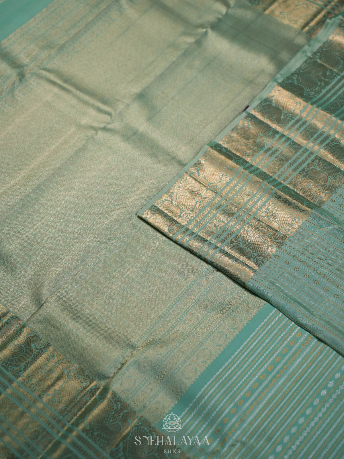 Seafoam Green Kanjivaram Silk Saree