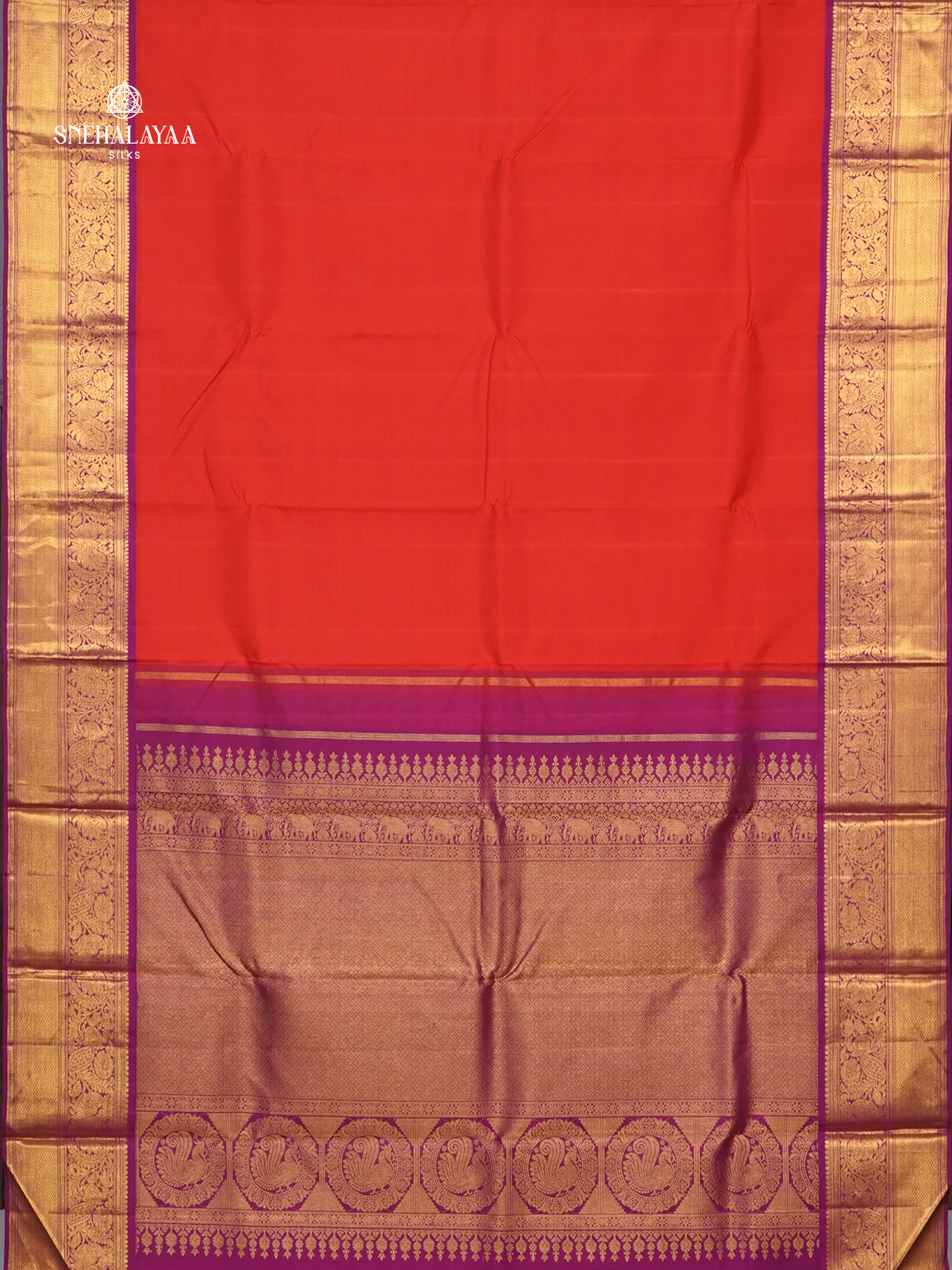 Rust Orange Kanjivaram Silk Saree
