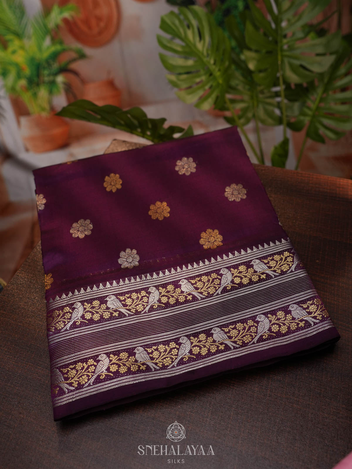 Burgundy Venkatagiri Silk Saree