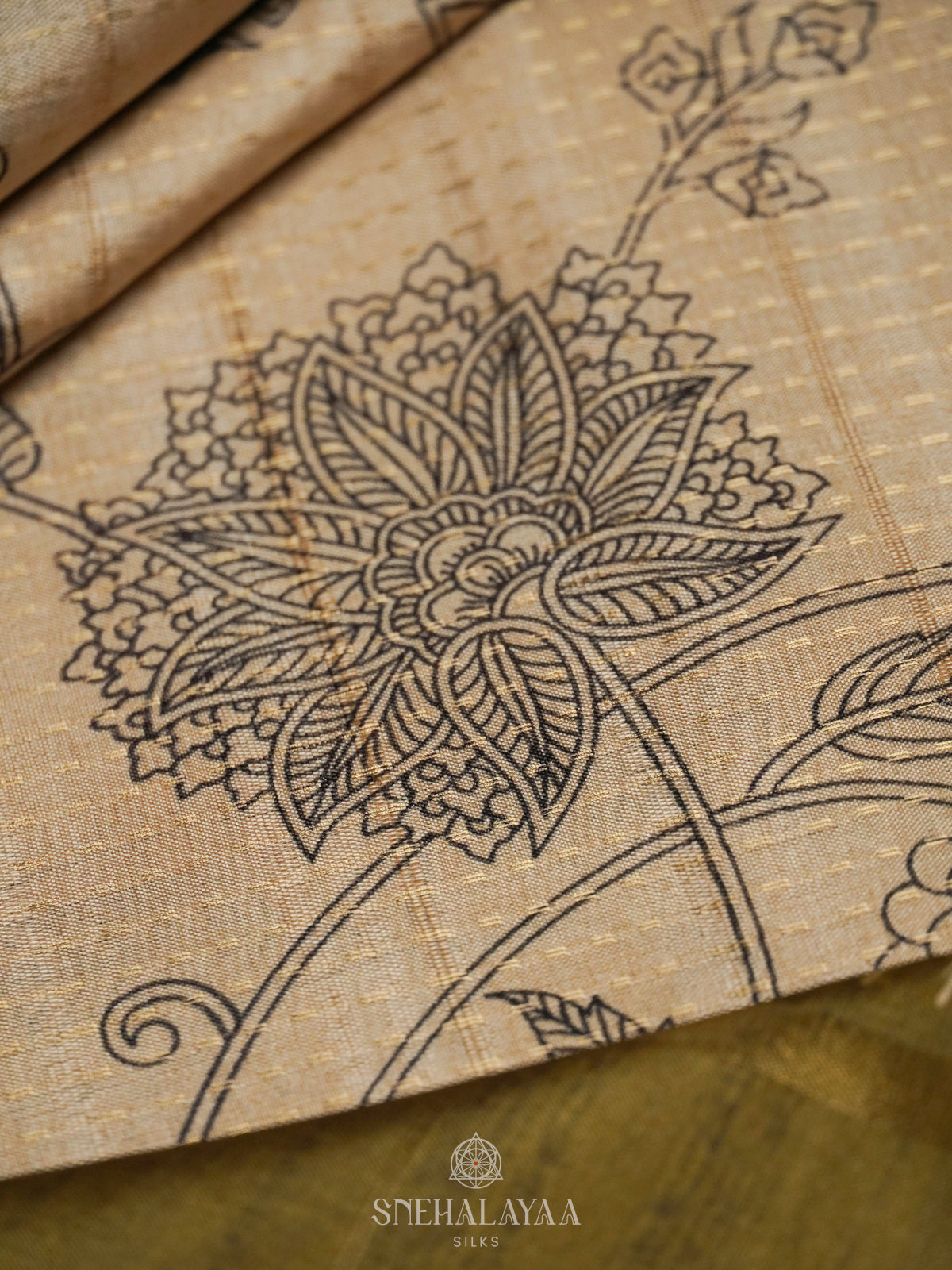 Beige Tussar Saree