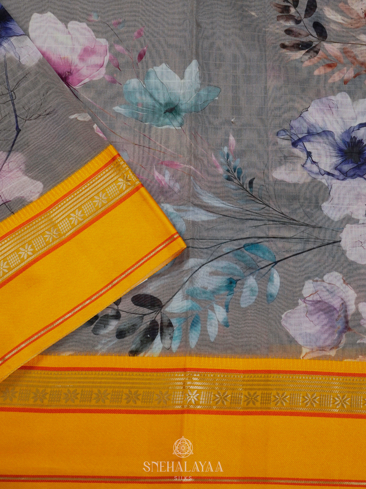 Grey Chanderi Saree