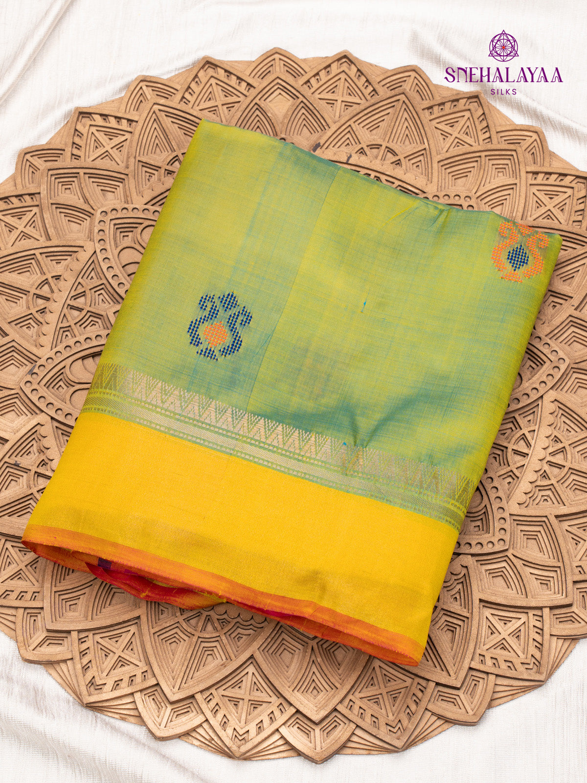 Lime Green Katan Silk Saree