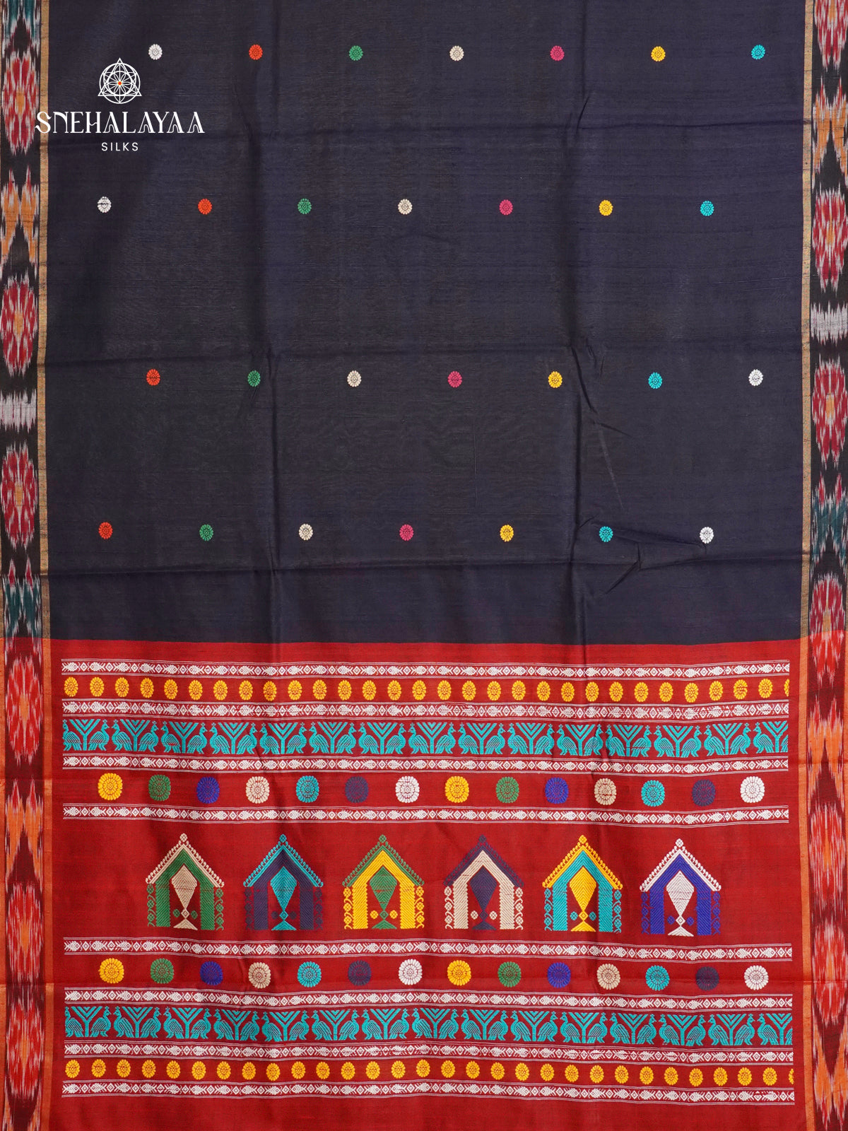 Navy Blue Dupion Silk Saree