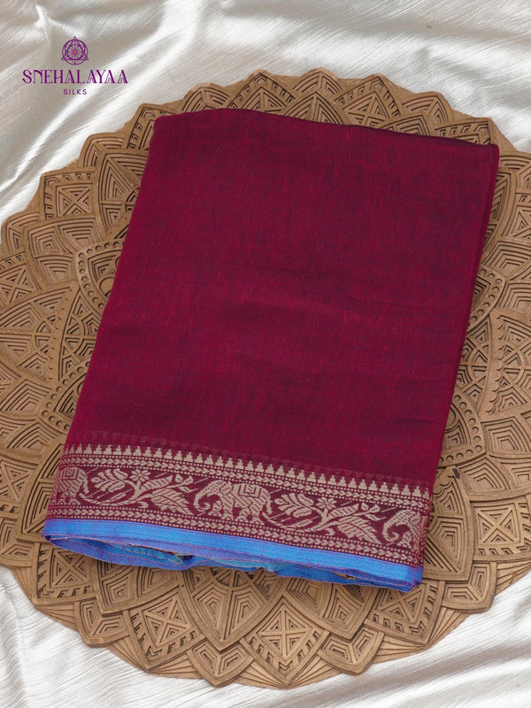 Magenta Sambalpuri Cotton Saree