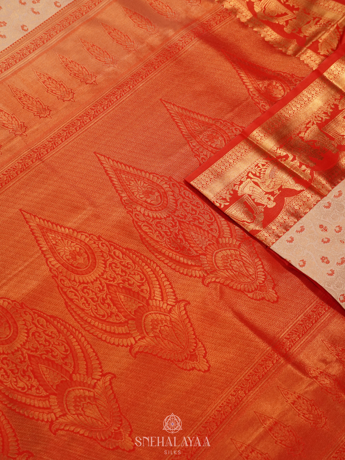 Cream Art Silk Saree