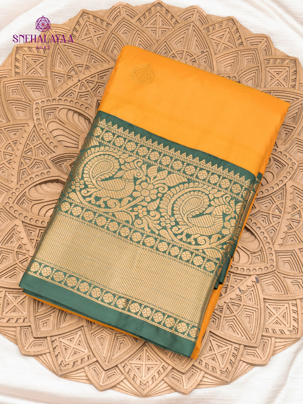 Yellow Gadwal Silk Saree