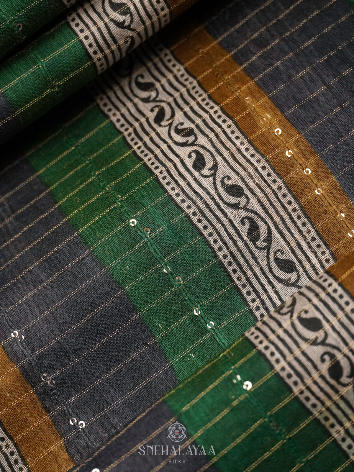 Balck Bamboo Silk Saree