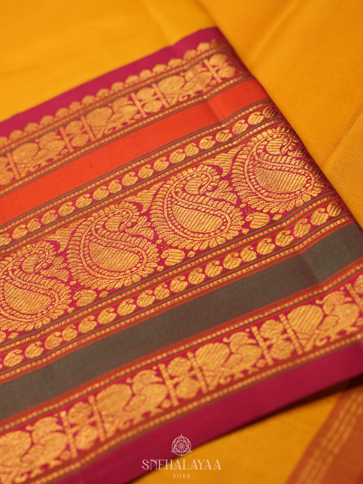 Mango Yellow Kanjivaram Silk Saree