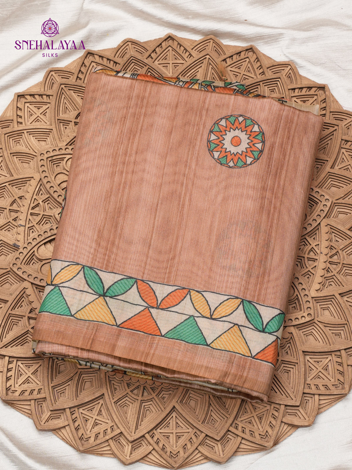 Brown Madhubani Printed Saree