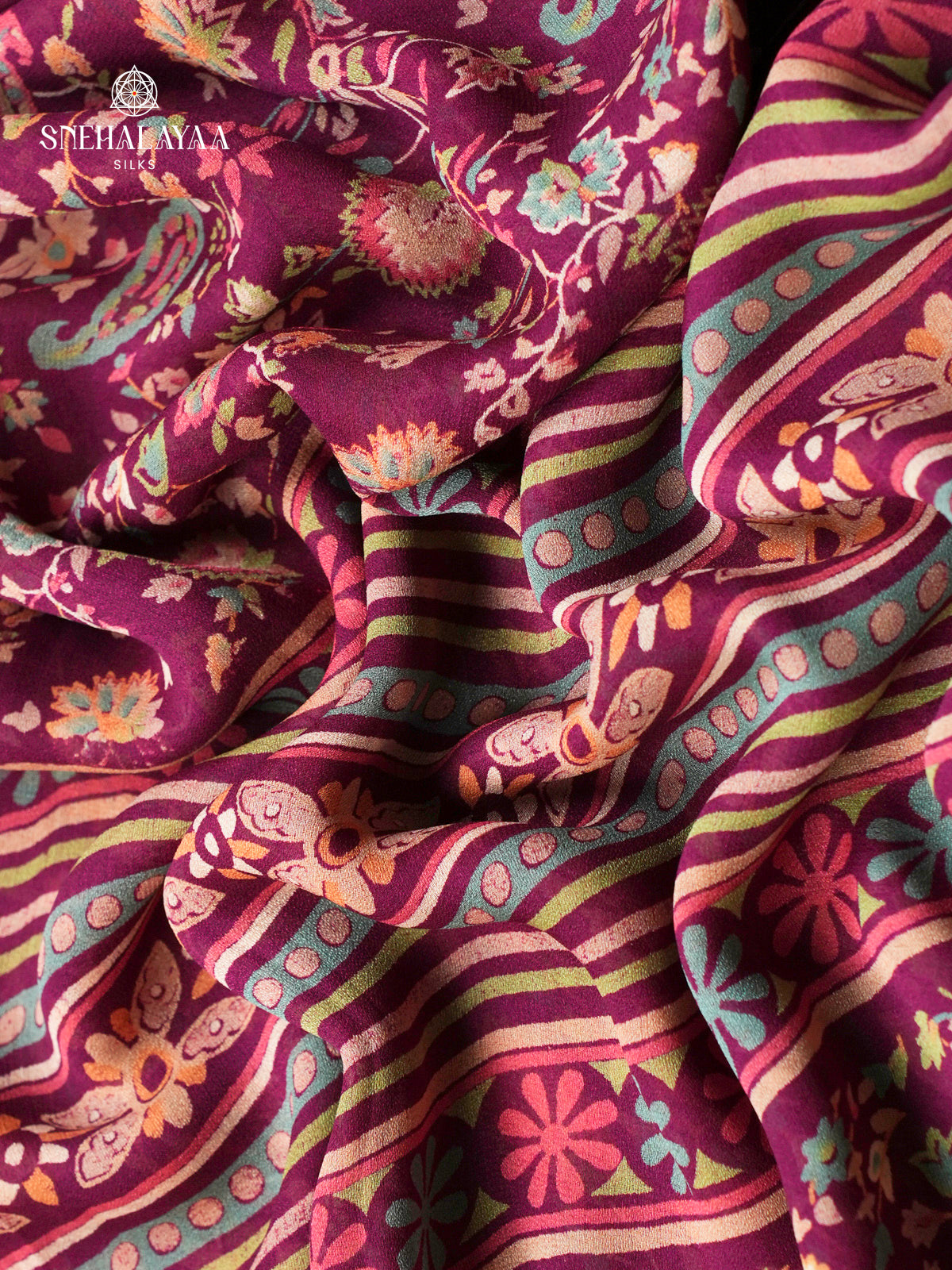 Purple Chiffon Saree