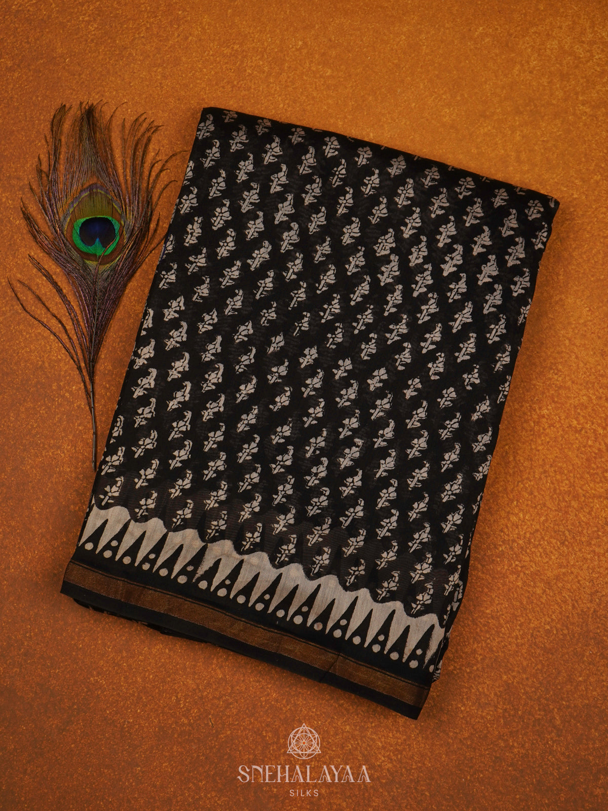 Black Chanderi Saree